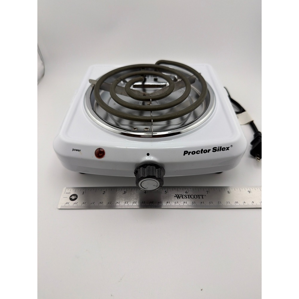 Proctor Silex 34101P White Single Burner Hot Plate Portable Cooktop - Picture 5 of 6